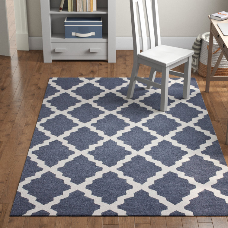 Winston Porter Thuan Moroccan HandTufted Wool Blue Grey Area Rug